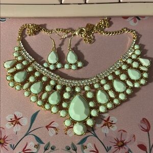 Park Lane Gold and Green Necklace Statement Piece
